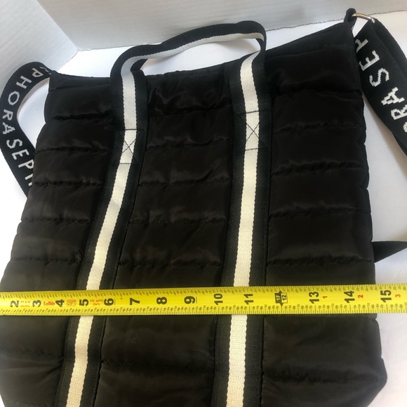 Sephora Black White north south full zip puffy nylon tote shoulder crossbody bag - Picture 10 of 10